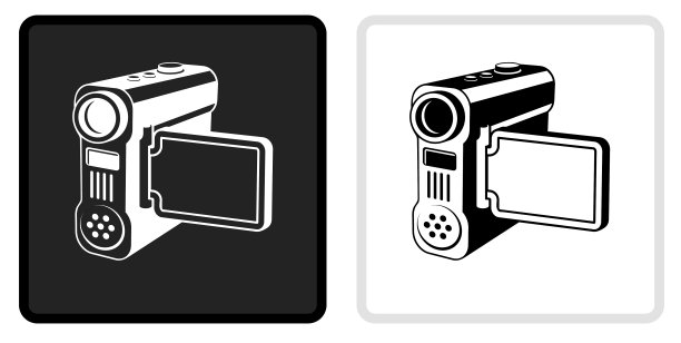 电影相机图标上的黑色按钮与白色翻转图片下载