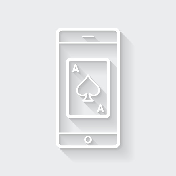 带纸牌的智能手机。图标与空白背景上的长阴影-平面设计图片下载