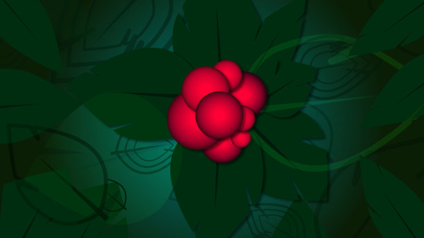 风景如画的纹理插图-红色浆果的叶子。图片下载