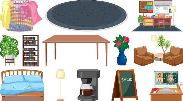 一套室内家具和装饰品图片下载