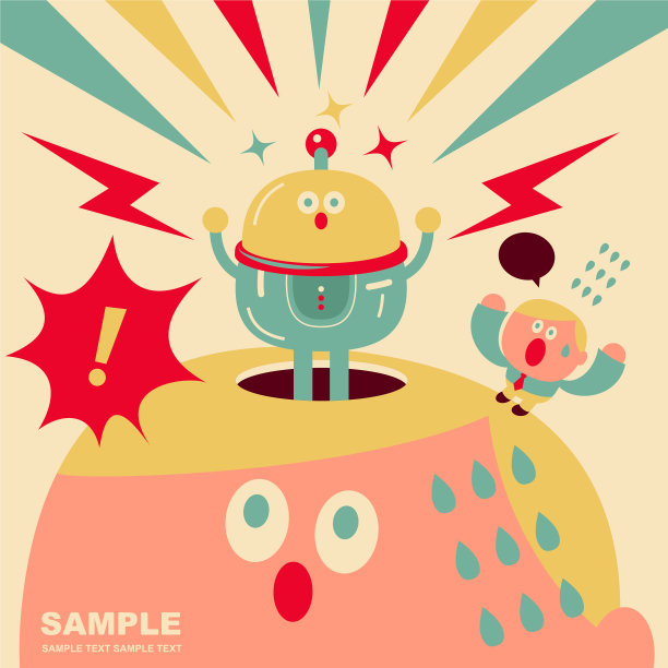 在打开的巨大人头上的可爱办公室工作人员和机器人图片下载