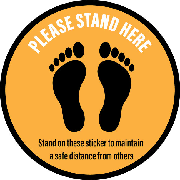 社交距离标志地板贴纸图片下载
