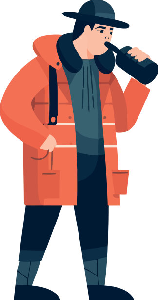 一个人穿着大衣在冬天行走图片下载