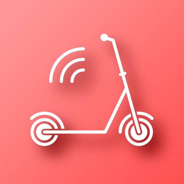 连接摩托车。图标在红色背景与阴影图片下载