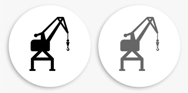 船舶起重机黑白圆形图标图片下载