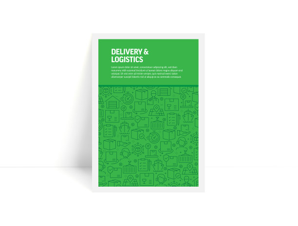 矢量集的设计模板和元素为交付和物流在流行的线性风格-模式与与交付和物流相关的线性图标-极简封面，海报设计图片下载