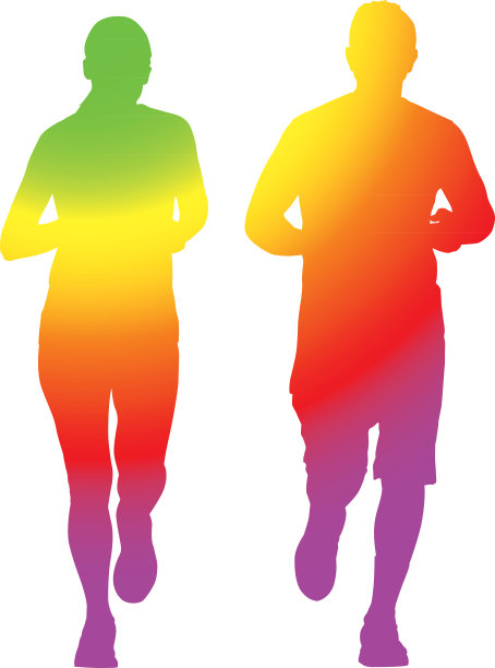 彩色情侣一起奔跑图片下载