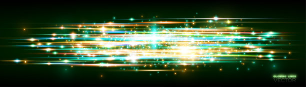 电力能源。未来波闪光。神奇的火花。霓虹灯风线。发光效果。美丽的光。闪闪发光的宇宙射线。神秘的亮条纹。空的地方。抽象的背景。向量。图片下载