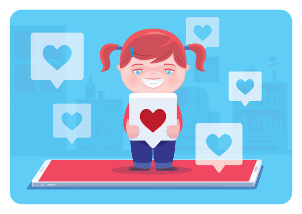 小女孩拿着智能手机的图标图片下载