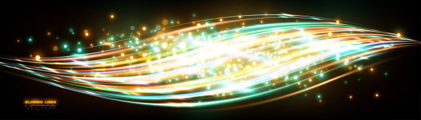 闪闪发光的宇宙射线。电力能源。未来波闪光。神奇的火花。神秘的亮条纹。空的地方。霓虹灯风线。发光效果。美丽的光。抽象的背景。向量。图片下载