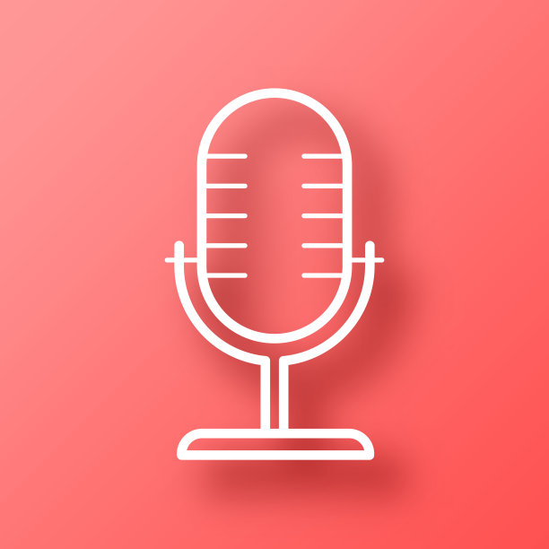 麦克风。图标在红色背景与阴影图片下载
