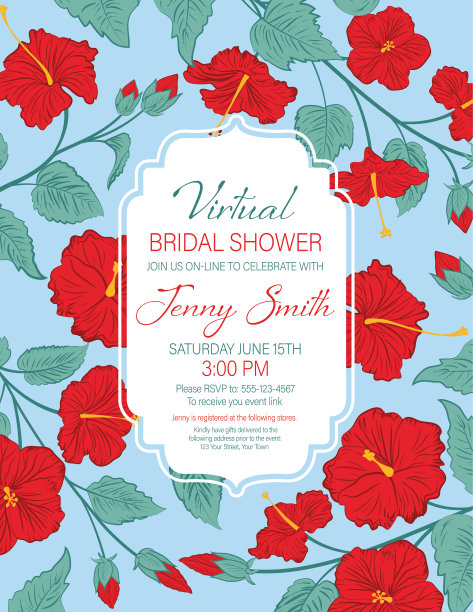 热带木槿派对邀请函图片下载