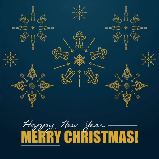 烟花风格的蓝黄圣诞背图片下载