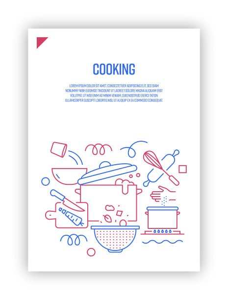 插图烹饪概念的向量集。线条艺术风格背景设计网页，横幅，海报，打印等。矢量插图。图片下载