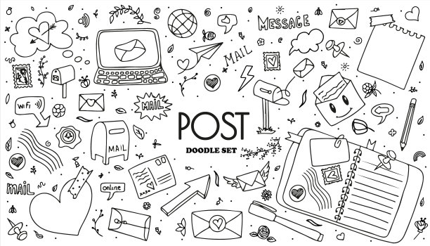 一套用纸张涂鸦图标的邮件图片下载
