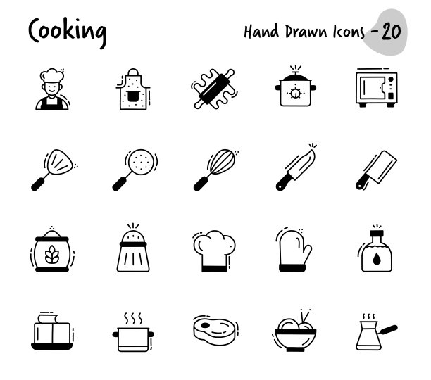 手绘烹饪图标图片下载