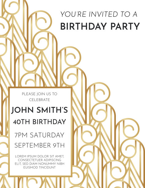 装饰艺术生日邀请图片下载