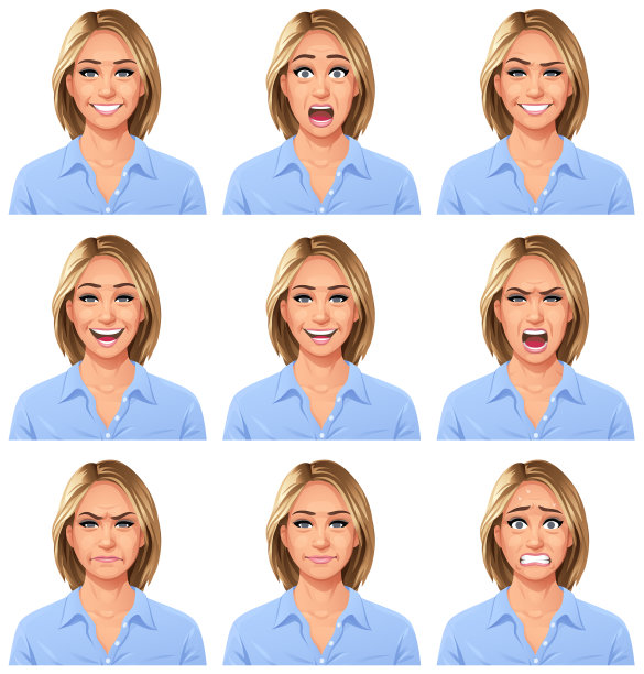 金发年轻女子肖像-情绪图片下载