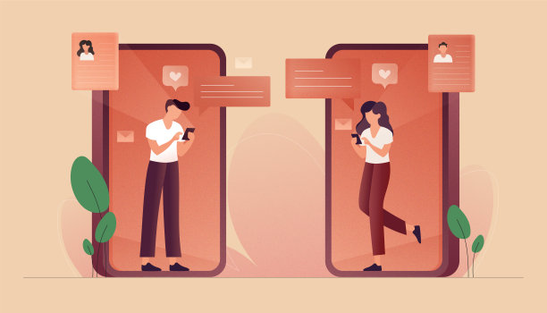 在线约会概念矢量插图。平面现代设计的网页，横幅，展示等。图片下载