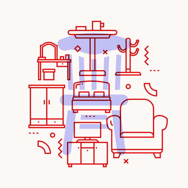 家具相关的线条风格横幅设计网页，标题，宣传册，年度报告和书籍封面图片下载