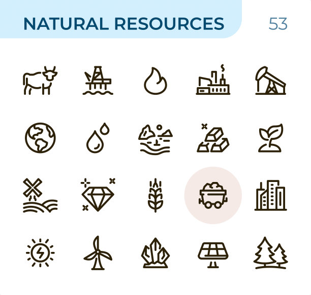 自然资源-像素完美的单色线条图标图片下载