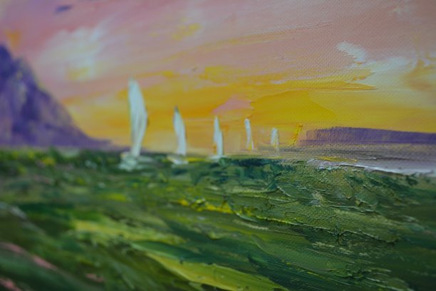 绿色海洋上的帆船抽象艺术背景图片下载