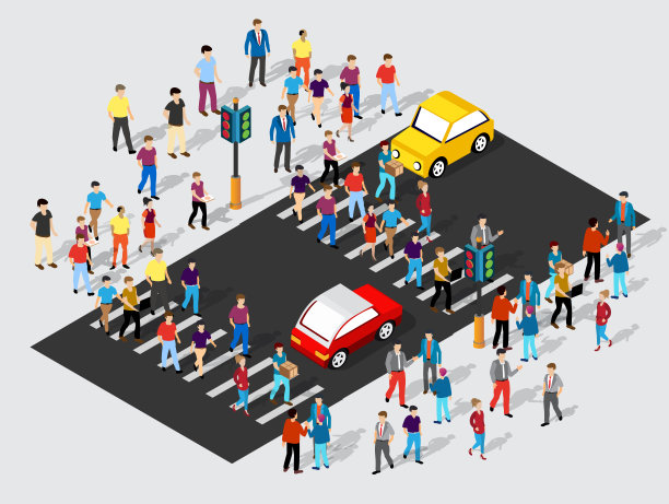 等距十字路口的三维街道图图片下载