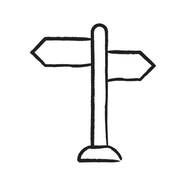 路标粉笔画草图设计图标矢量图片下载