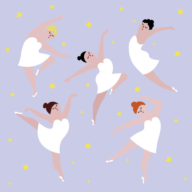 快乐加尺码的舞蹈女孩设定身体积极图片下载