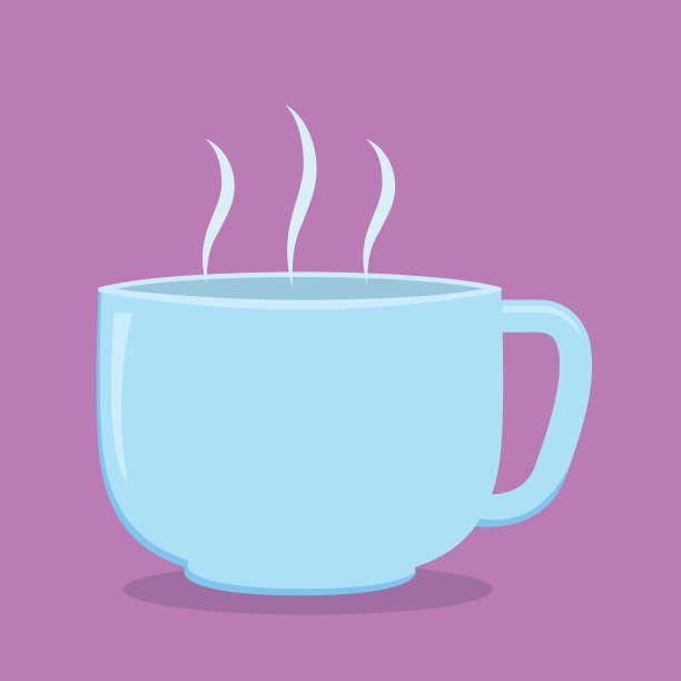 可爱的平面颜色茶杯在彩色的背景图片下载