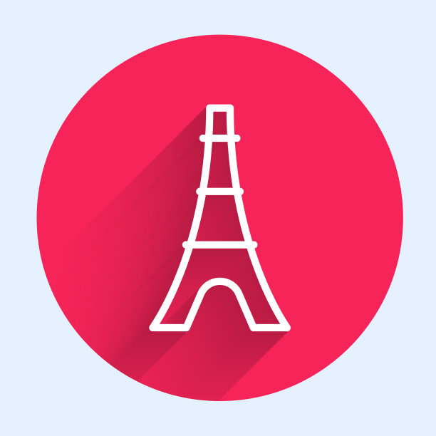 白线埃菲尔铁塔图标与长隔离图片下载