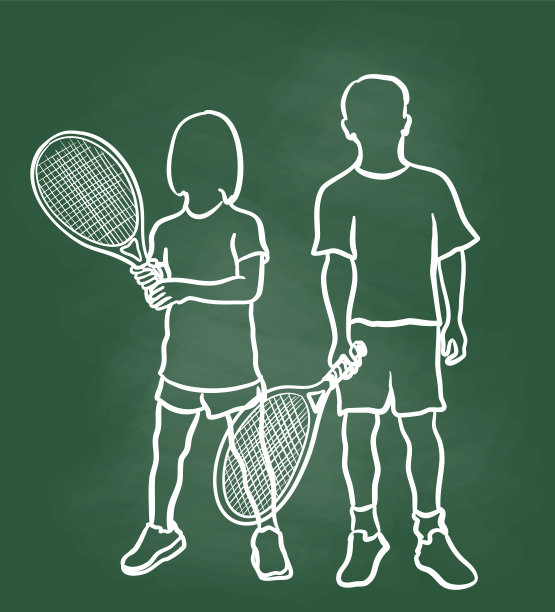 网球准备儿童黑板图片下载