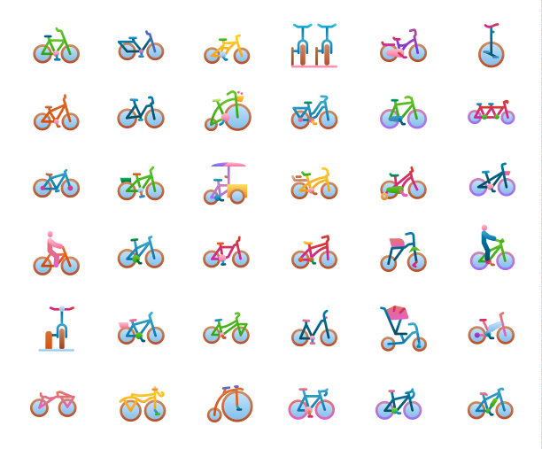 自行车渐变颜色图标集图片下载