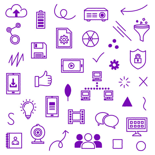 社交网络分析无缝涂鸦模式图片下载