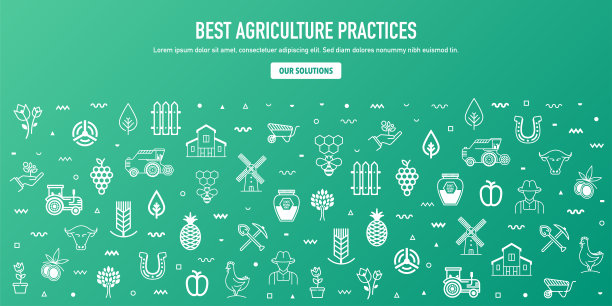 最佳农业实践大纲风格的网页横幅设计图片下载