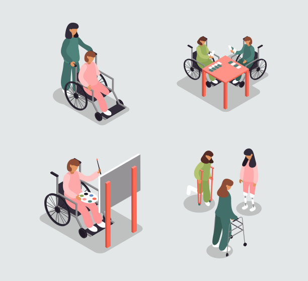 残疾人等距矢量图片下载