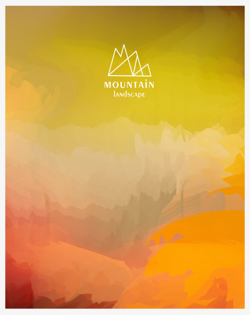 抽象水彩山与云景观在自然海报背景图片下载