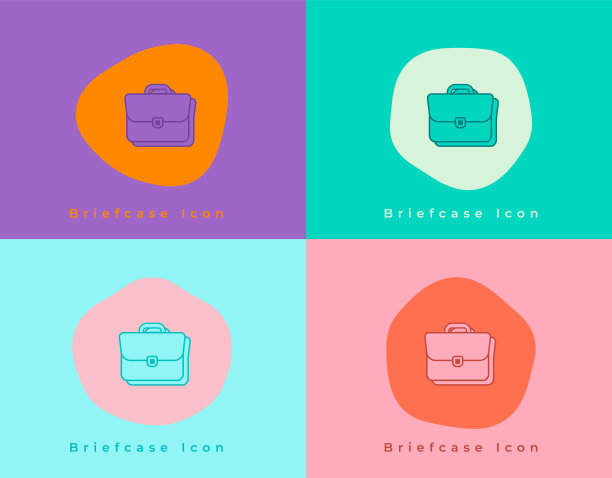 明亮和充满活力的颜色块3D公文包或手提箱图标或符号图片下载