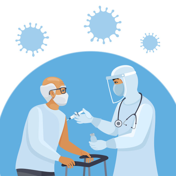 接种疫苗。新冠病毒疫苗概念。集团风险。老人正在注射新冠病毒疫苗图片下载