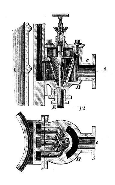 古董插图，应用力学:蒸汽动力机器，阀门图片下载