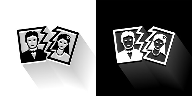 离婚黑白长影图标图片下载