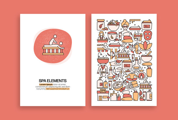 SPA元素相关设计。现代矢量模板的小册子，封面，传单和年度报告。图片下载