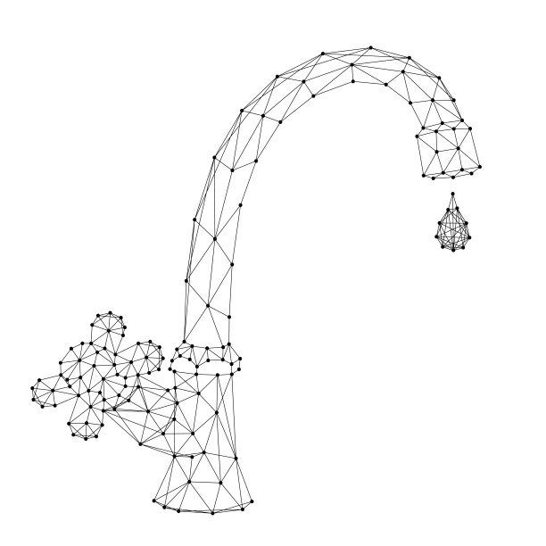 水龙头与阀门和下降，从抽象的未来主义多边形黑线和点。矢量插图。图片下载