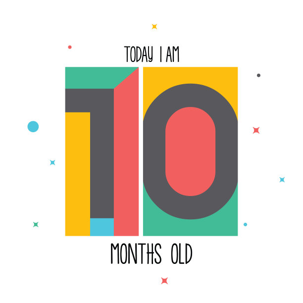 今天我10个月大了。给小女孩和男孩的婴儿贴纸。伟大的婴儿淋浴。生日快乐股票插图图片下载
