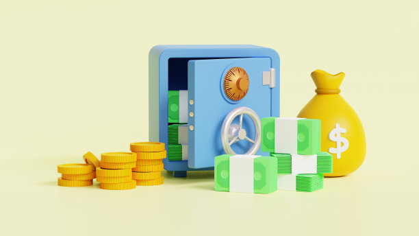 有钱袋、金币、纸币的大钱柜。金融服务或现金返还概念。投资回报。快速现金贷款。轻松信贷或快速付款，3d插图图片下载