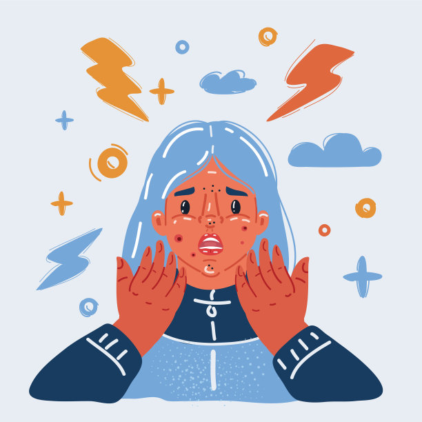 向量插图的青少年痤疮，皮肤问题图片下载