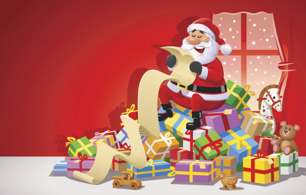 圣诞老人阅读愿望清单-背景图片下载