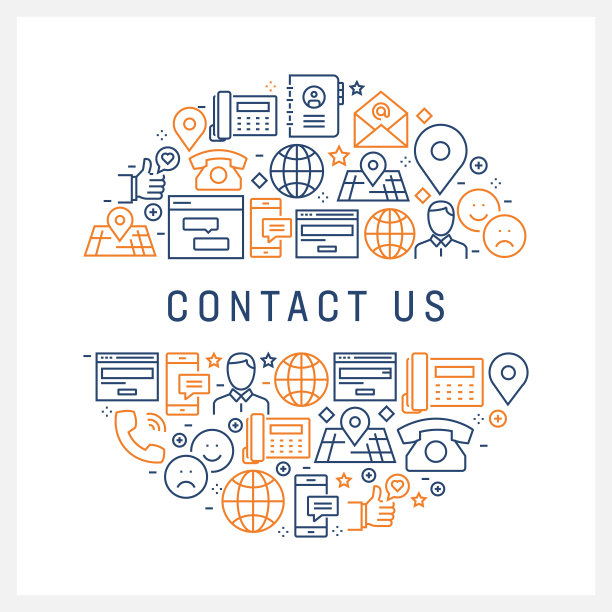 联系我们的概念-彩色线图标，安排在圆形图片下载