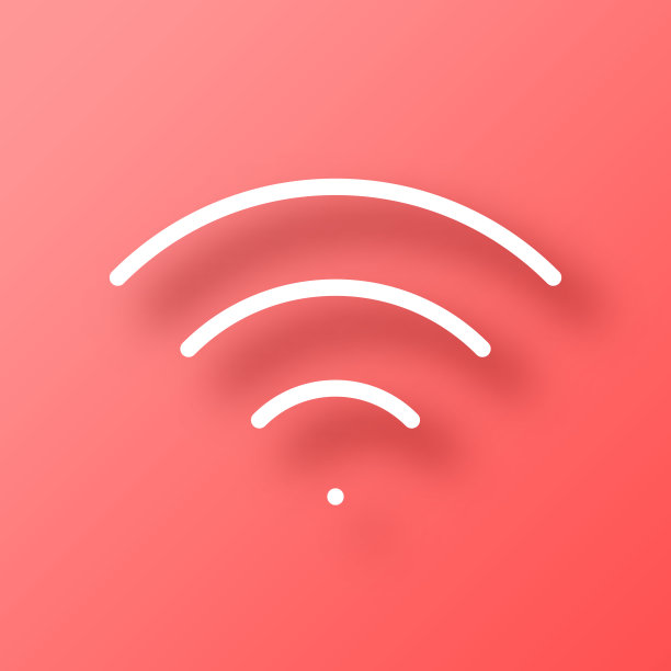 Wifi。图标在红色背景与阴影图片下载