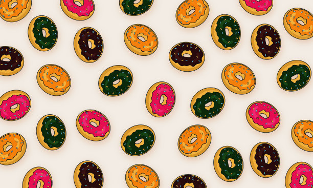 彩色甜甜圈图案设计股票插图图片下载